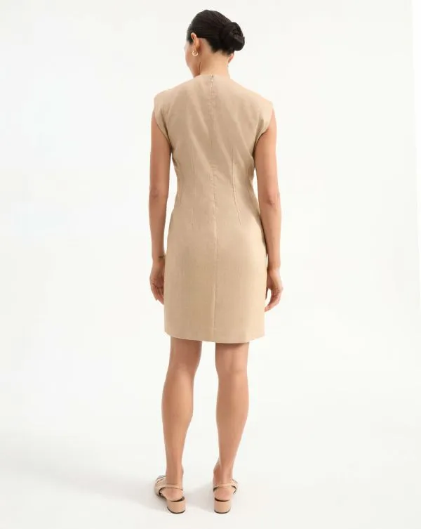 Rosedale Linen Dress Khaki Melange Women Veronica Beard Dresses