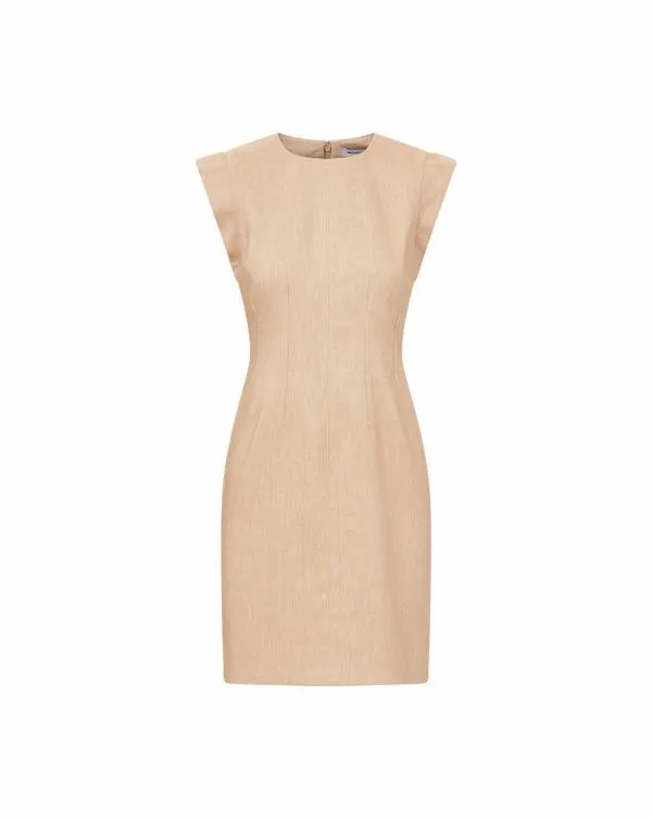 Rosedale Linen Dress Khaki Melange Women Veronica Beard Dresses