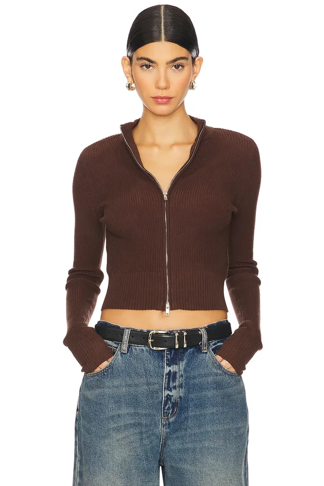Roxana Zip Sweater Brown Women Lovers and Friends Sweaters and Knits