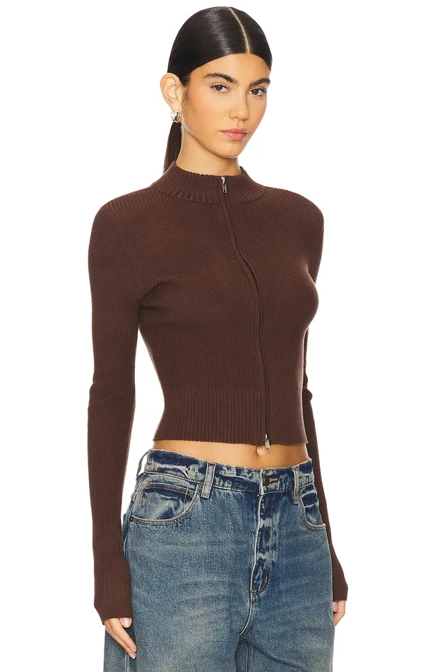 Roxana Zip Sweater Brown Women Lovers and Friends Sweaters and Knits Roxana Zip Sweater Brown Women Lovers and Friends Sweaters and Knits