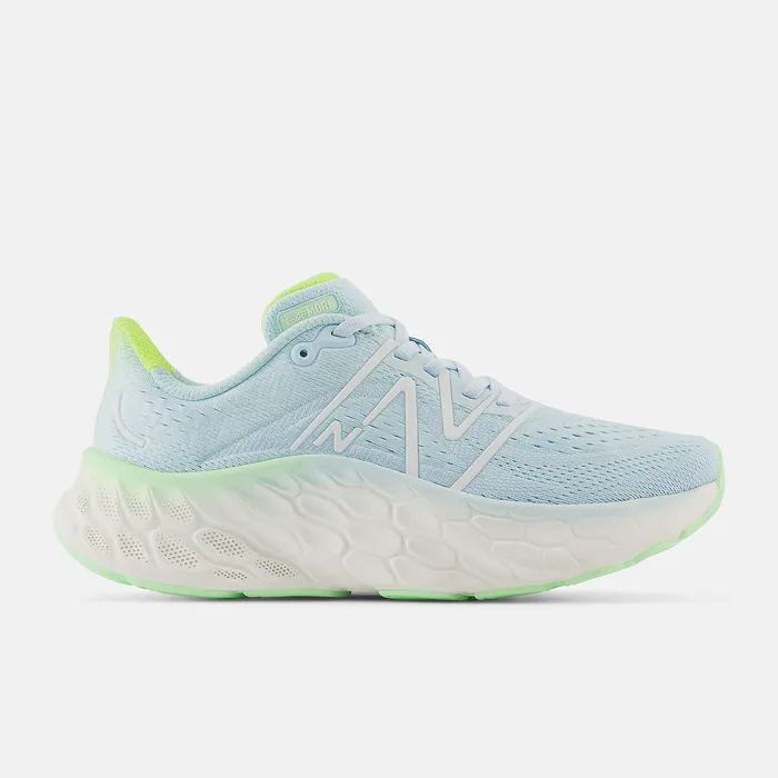 Running New Balance Women Fresh Foam X More v4 Blue with Green Aura and White