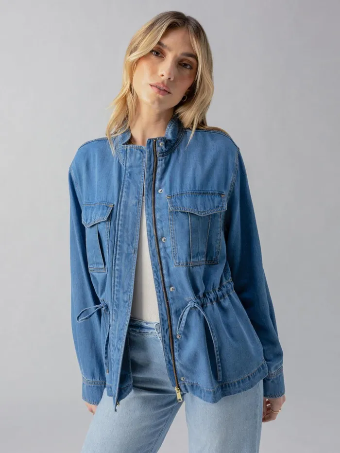 Sanctuary Clothing Denim Women Cinched Surplus Denim Jacket Sun Drenched