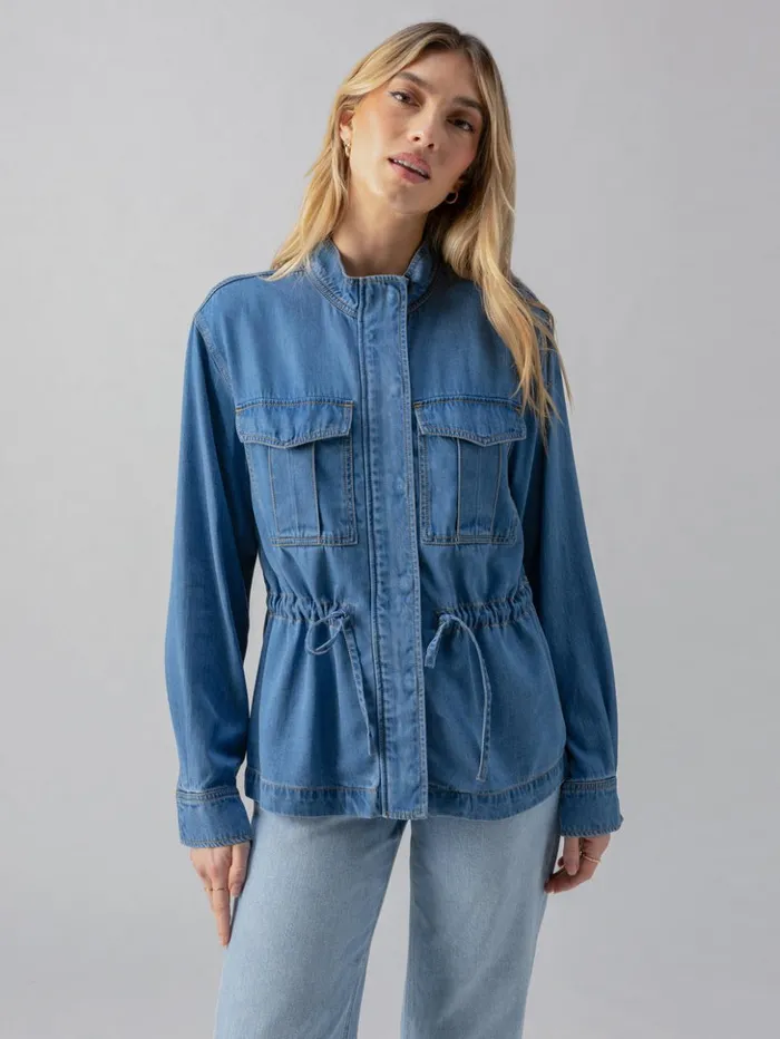 Sanctuary Clothing Denim Women Cinched Surplus Denim Jacket Sun Drenched Sanctuary Clothing Denim Women Cinched Surplus Denim Jacket Sun Drenched