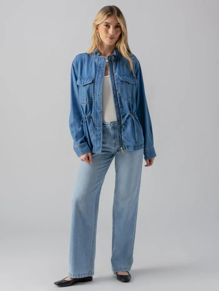 Sanctuary Clothing Denim Women Cinched Surplus Denim Jacket Sun Drenched Sanctuary Clothing Denim Women Cinched Surplus Denim Jacket Sun Drenched