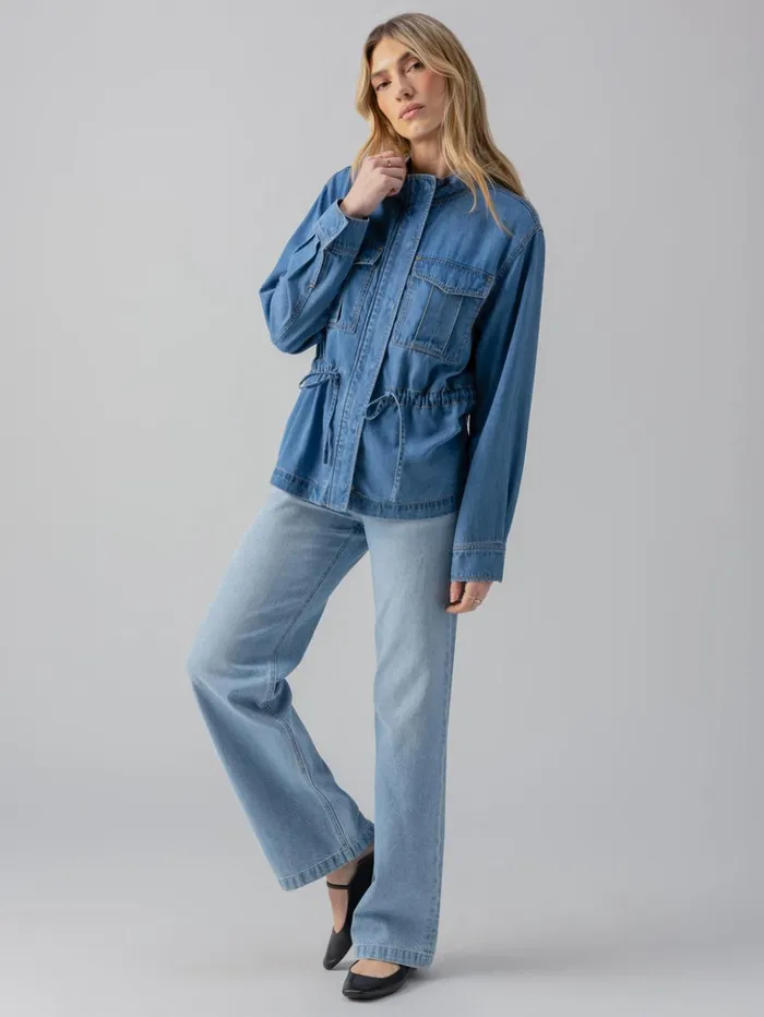 Sanctuary Clothing Denim Women Cinched Surplus Denim Jacket Sun Drenched Sanctuary Clothing Denim Women Cinched Surplus Denim Jacket Sun Drenched