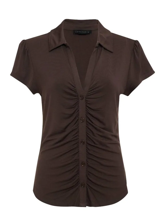 Sanctuary Clothing Inclusive Women Dream Button Up Blouse Mud Bath Inclusive Collection