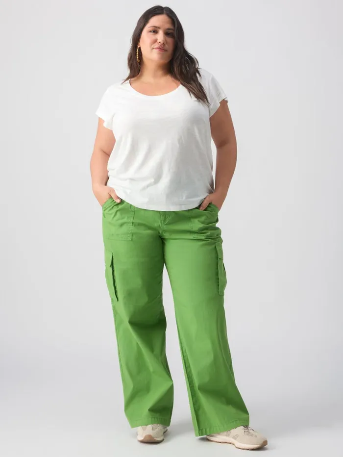 Sanctuary Clothing Inclusive Women Reissue Cargo Standard Rise Pant Washed Chlorophyl Inclusive Collection