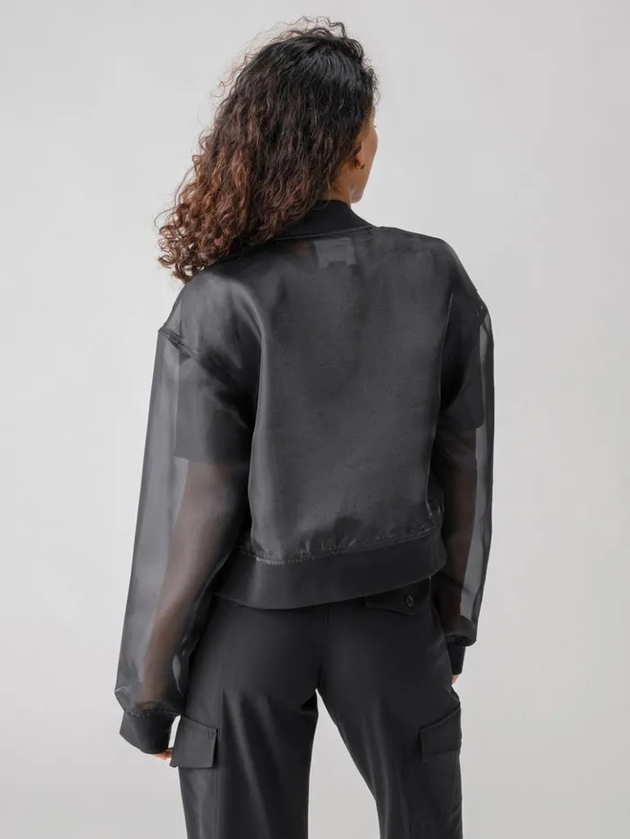Sanctuary Clothing Jackets and Outerwear Women Skyline Organza Bomber Jacket Black Sanctuary Clothing Jackets and Outerwear Women Skyline Organza Bomber Jacket Black