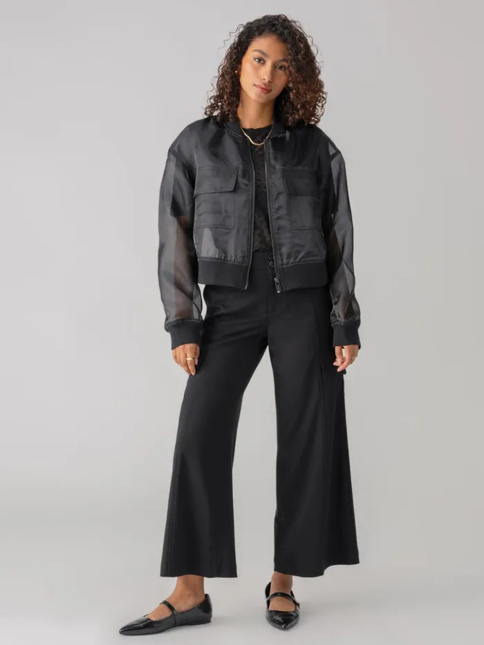 Sanctuary Clothing Jackets and Outerwear Women Skyline Organza Bomber Jacket Black Sanctuary Clothing Jackets and Outerwear Women Skyline Organza Bomber Jacket Black