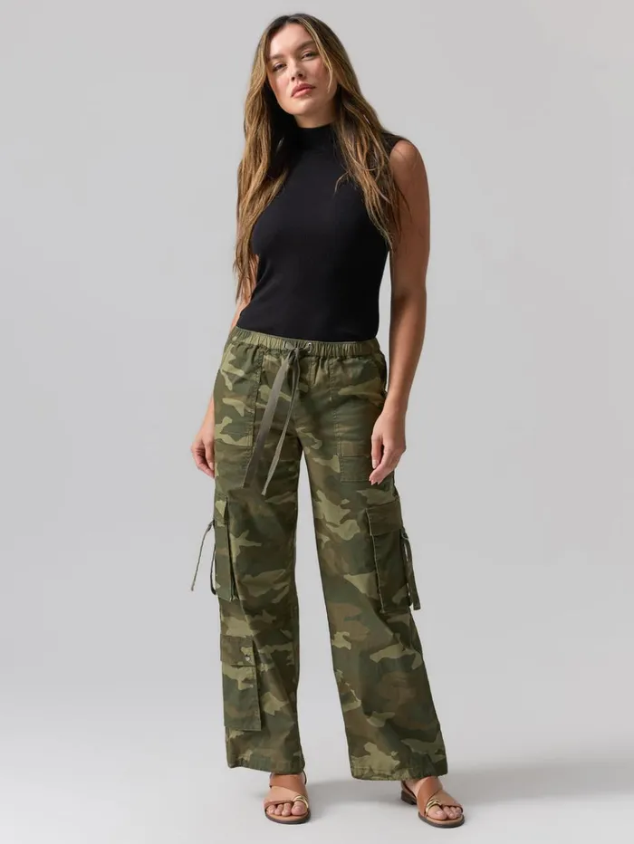 Sanctuary Clothing Pants Women Cargo Parachute High Rise Pant Renew Camo