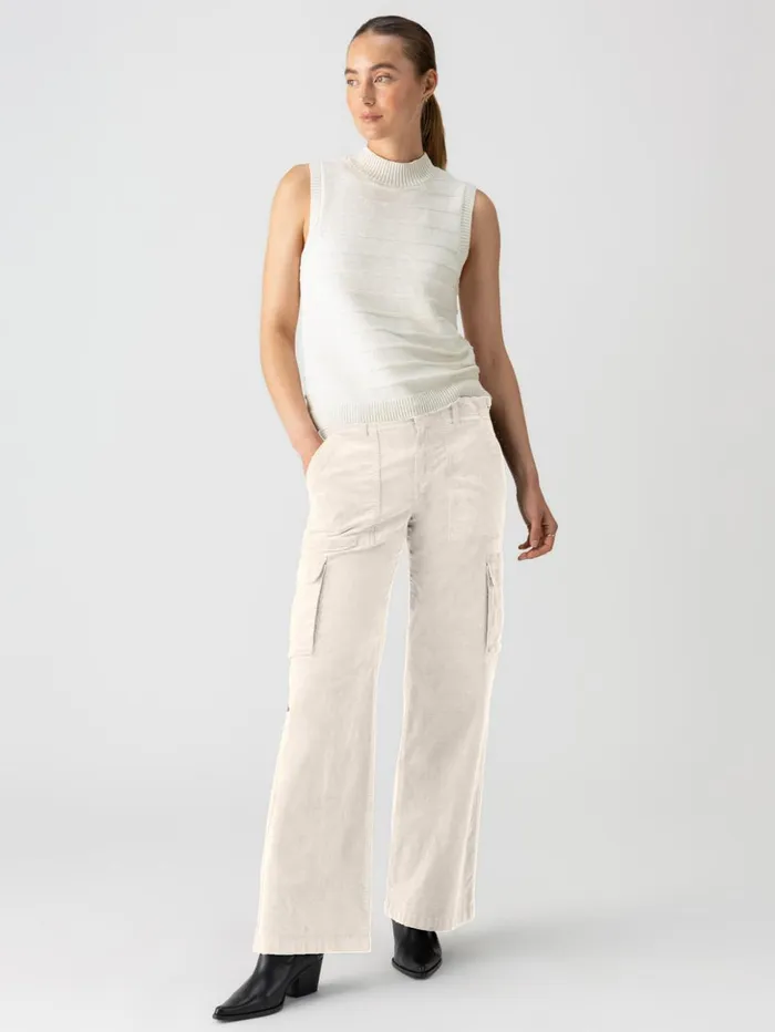 Sanctuary Clothing Pants Women Reissue Corduroy Cargo Standard Rise Pant Toasted Almond