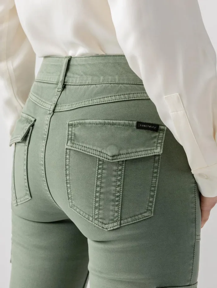 Sanctuary Clothing Pants Women Sculpted Hayden Slim Straight Standard Rise Pant Dark Spruce