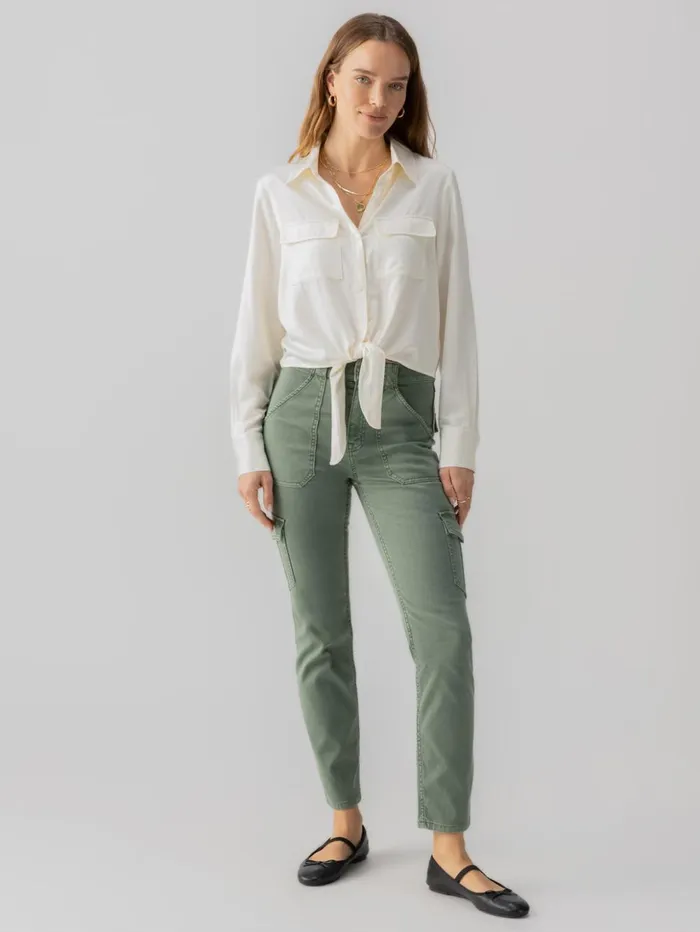 Sanctuary Clothing Pants Women Sculpted Hayden Slim Straight Standard Rise Pant Dark Spruce