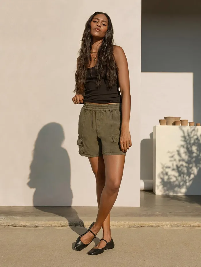 Sanctuary Clothing Shorts Women Relaxed Rebel Standard Rise Short Burnt Olive