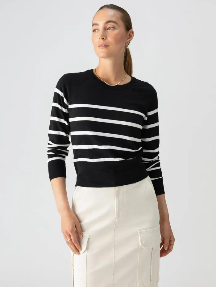 Sanctuary Clothing Sweaters and Cardis Women All Day Long Sweater Black Chalk Stripe
