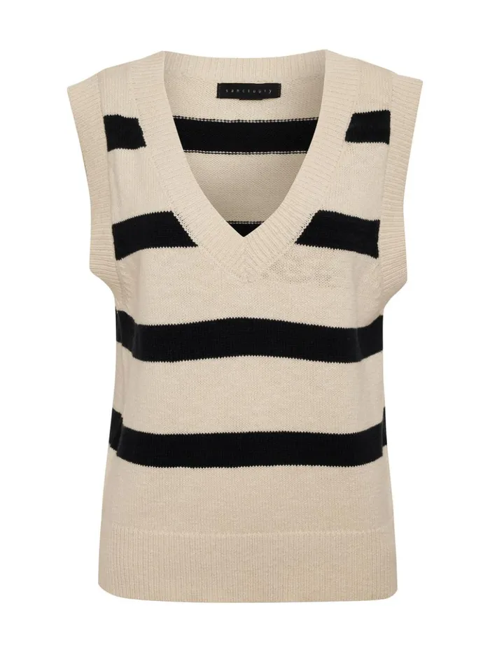 Sanctuary Clothing Sweaters and Cardis Women Sweater Shell Tank Eco Natural Black Stripe Inclusive Collection Sanctuary Clothing Sweaters and Cardis Women Sweater Shell Tank Eco Natural Black Stripe Inclusive Collection