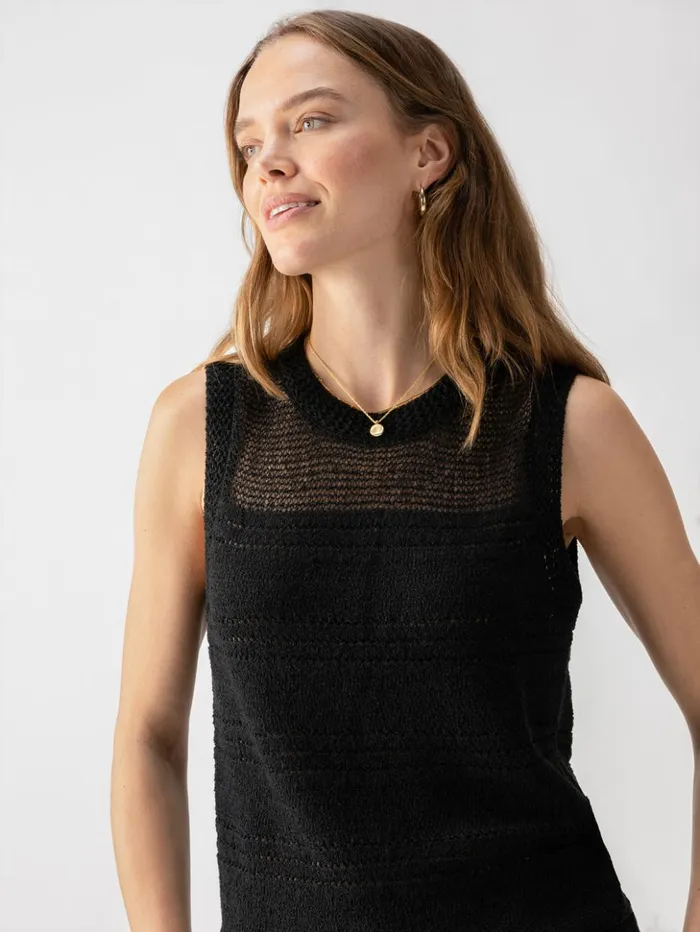 Sanctuary Clothing Sweaters and Cardis Women Waves Of Summer Sweater Shell Tank Black