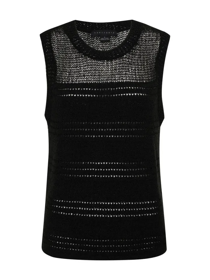 Sanctuary Clothing Sweaters and Cardis Women Waves Of Summer Sweater Shell Tank Black