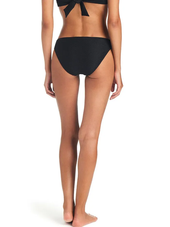 Sanctuary Clothing Swim Bottoms Women On The Water Texture Hipster Bikini Bottom Black