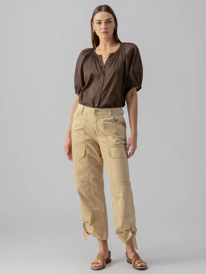 Sanctuary Clothing Tees and Tops Women Bubble Sleeve Boho Blouse Mud Bath