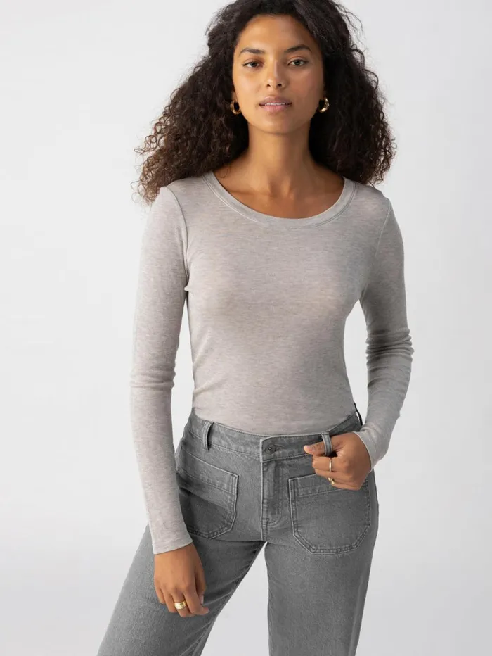Sanctuary Clothing Tees and Tops Women Crew Tee Heather Grey