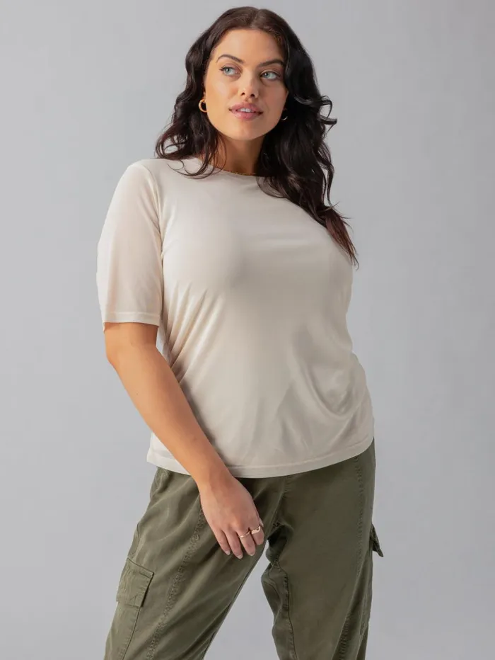 Sanctuary Clothing Tees and Tops Women Half Sleeve Perfect Mesh Tee Birch Inclusive Collection Sanctuary Clothing Tees and Tops Women Half Sleeve Perfect Mesh Tee Birch Inclusive Collection
