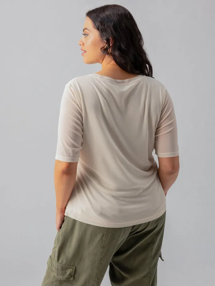 Sanctuary Clothing Tees and Tops Women Half Sleeve Perfect Mesh Tee Birch Inclusive Collection Sanctuary Clothing Tees and Tops Women Half Sleeve Perfect Mesh Tee Birch Inclusive Collection