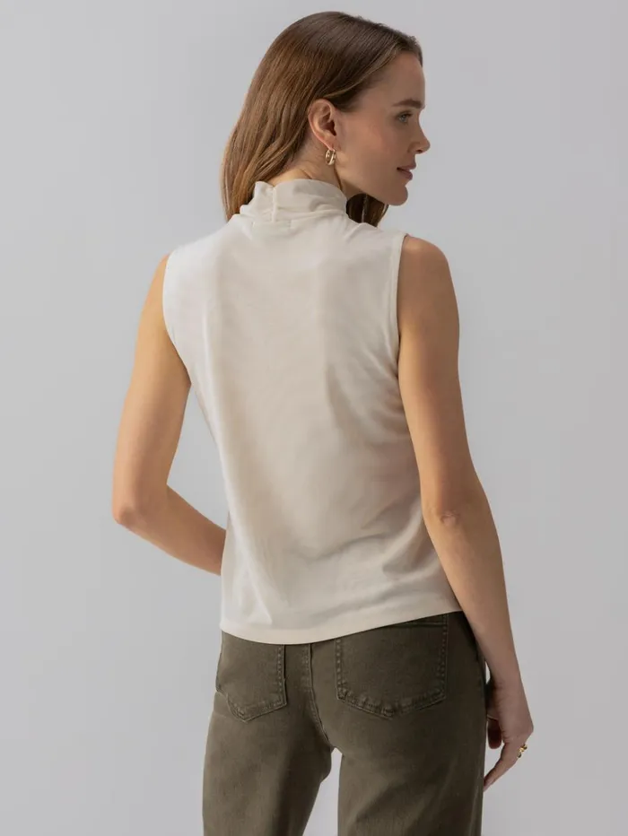 Sanctuary Clothing Tees and Tops Women Shirred Neck Mesh Tank Birch