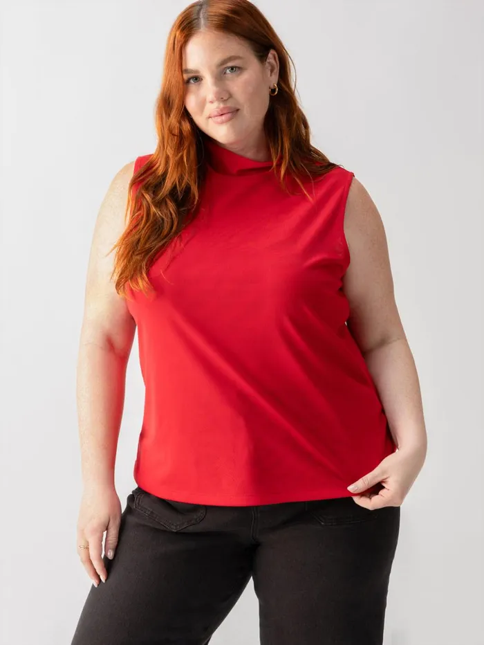 Sanctuary Clothing Tees and Tops Women Shirred Neck Mesh Tank Cherry Red Inclusive Collection Sanctuary Clothing Tees and Tops Women Shirred Neck Mesh Tank Cherry Red Inclusive Collection