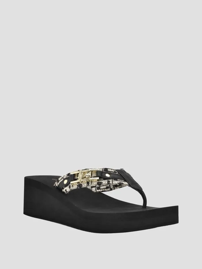Sandals Ediva Wedge FlipFlops Black 001 8211 GUESS Women
