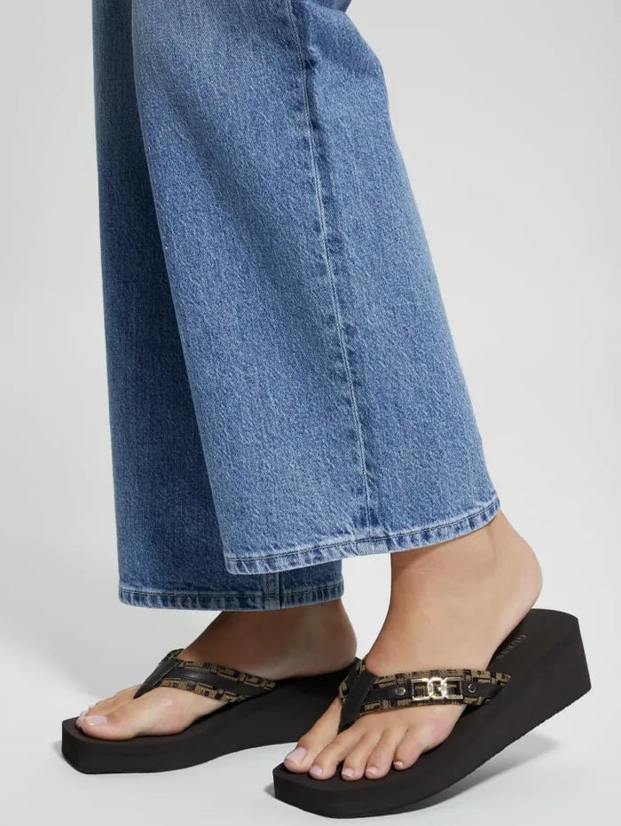 Sandals Ediva Wedge FlipFlops Black 001 8211 GUESS Women