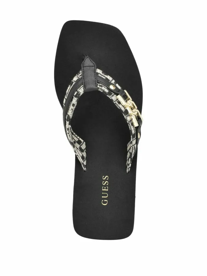 Sandals Ediva Wedge FlipFlops Black 001 8211 GUESS Women