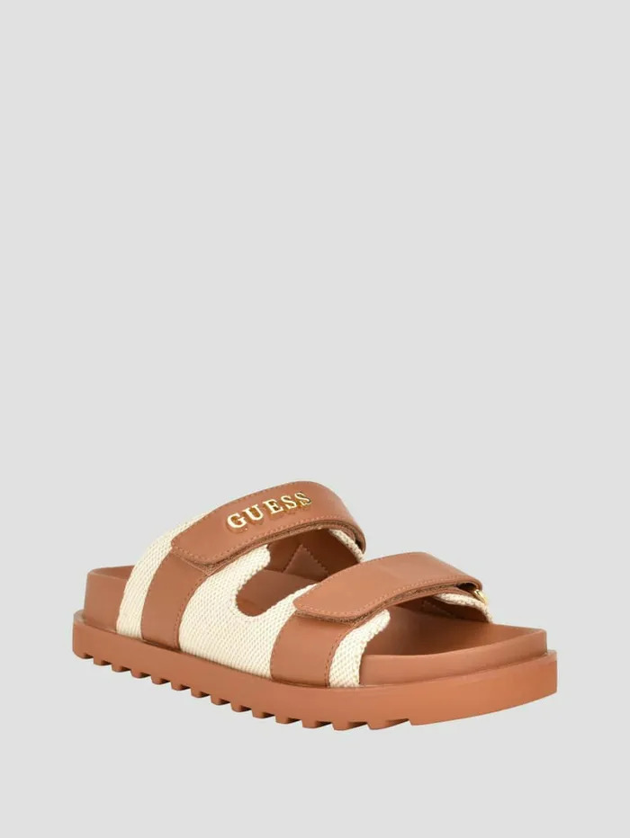 Sandals GUESS Women Fabulon Quattro G TwoStrap Slides Medium Brown