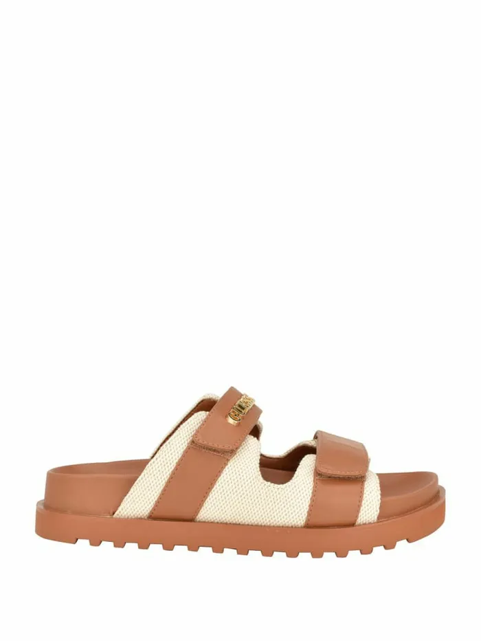 Sandals GUESS Women Fabulon Quattro G TwoStrap Slides Medium Brown