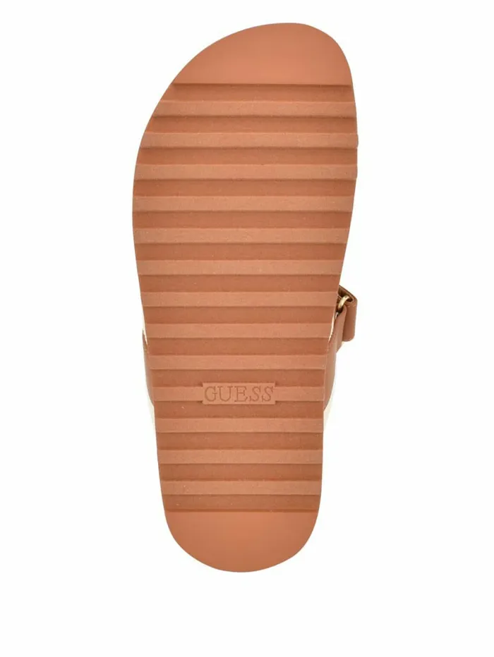 Sandals GUESS Women Fabulon Quattro G TwoStrap Slides Medium Brown