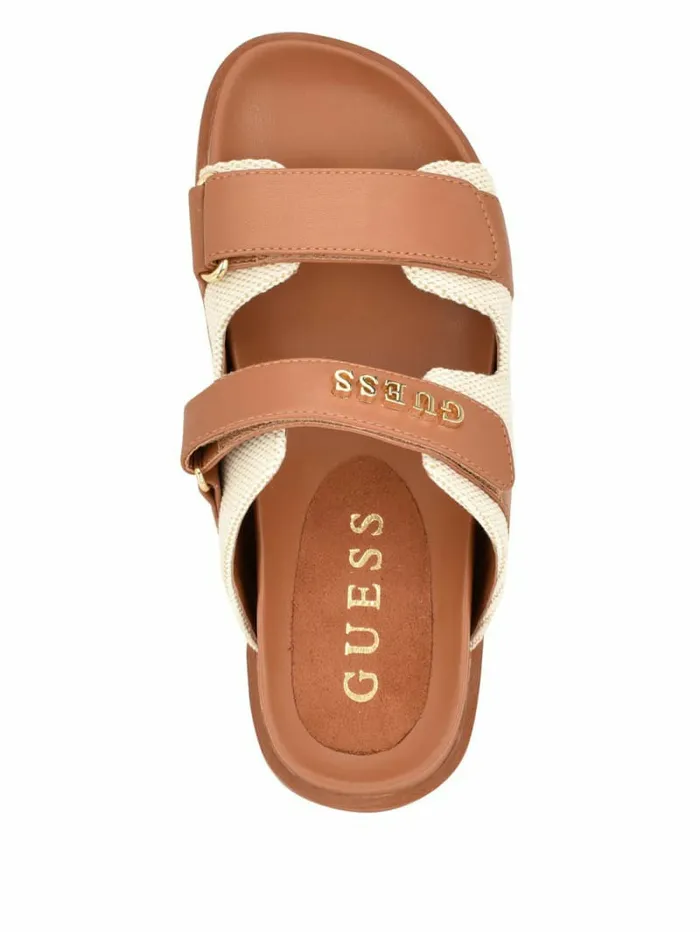Sandals GUESS Women Fabulon Quattro G TwoStrap Slides Medium Brown