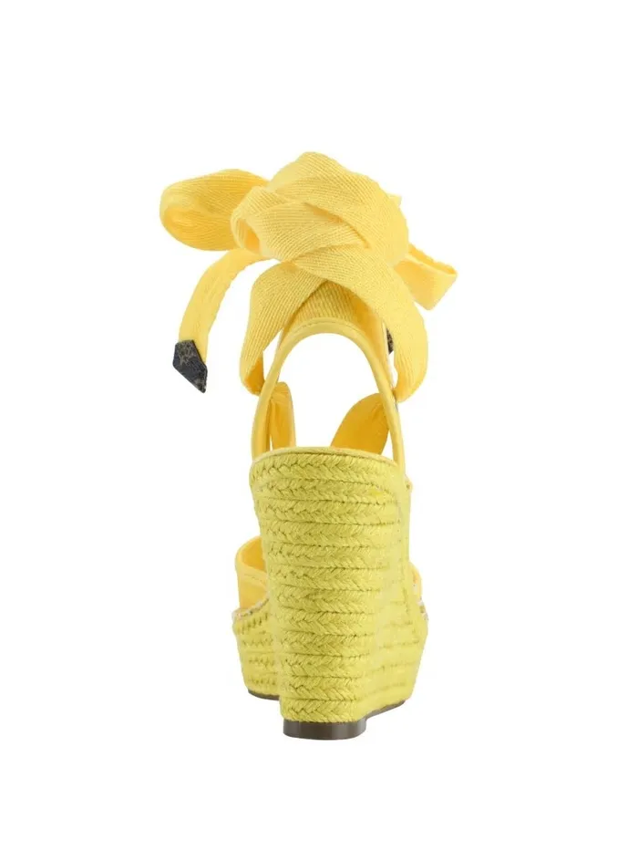 Sandals Halona Tie Espadrille Wedges Yellow GUESS Women Sandals Halona Tie Espadrille Wedges Yellow GUESS Women