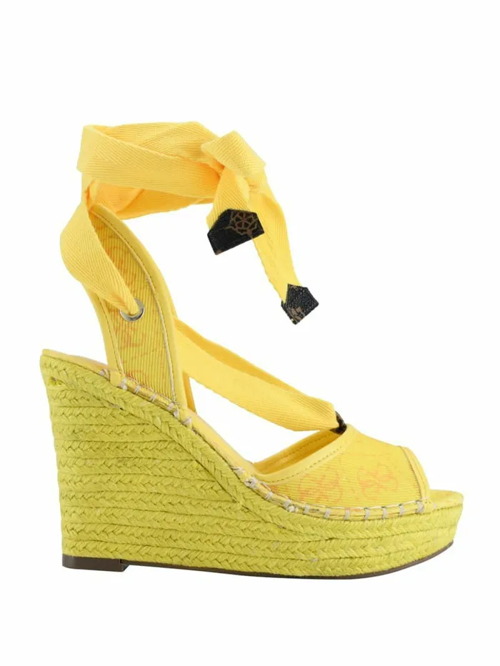 Sandals Halona Tie Espadrille Wedges Yellow GUESS Women Sandals Halona Tie Espadrille Wedges Yellow GUESS Women