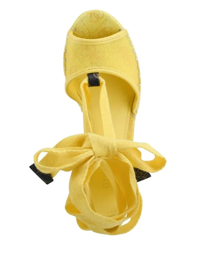 Sandals Halona Tie Espadrille Wedges Yellow GUESS Women Sandals Halona Tie Espadrille Wedges Yellow GUESS Women