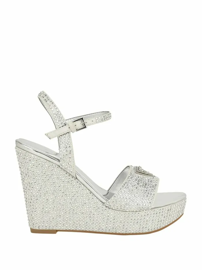 Sandals Hippa Rhinestone Wedge Sandals Silver 040 8211 GUESS Women Sandals Hippa Rhinestone Wedge Sandals Silver 040 8211 GUESS Women