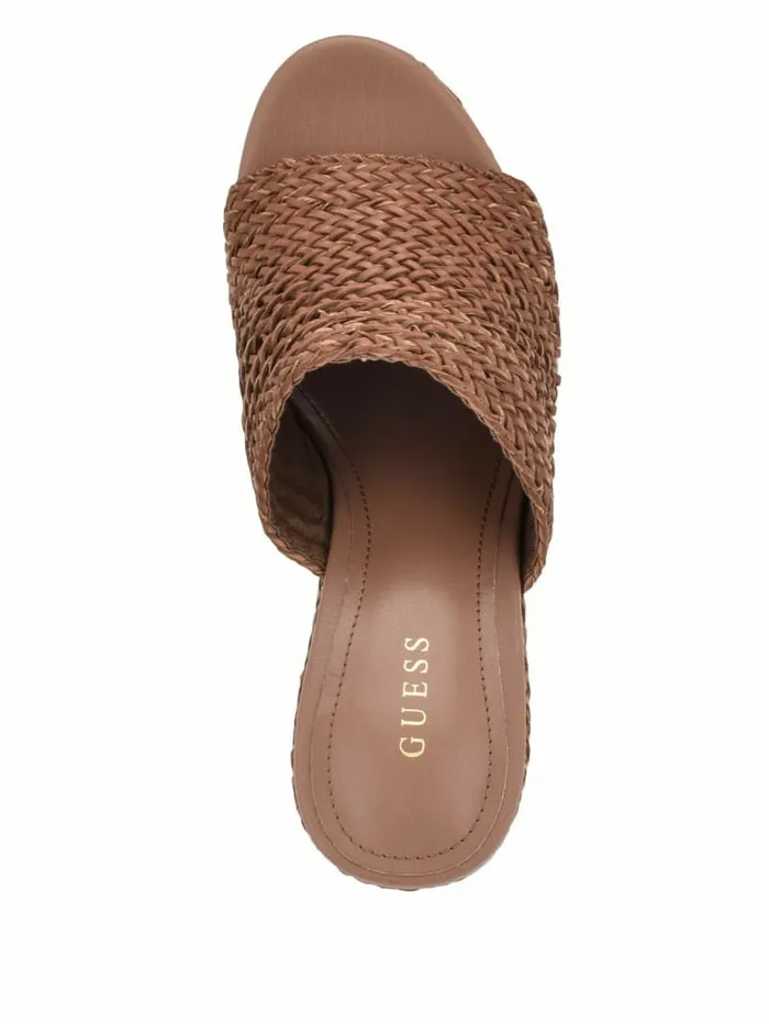 Sandals Women GUESS Yenisa Woven Wedged Sandals Medium Brown Sandals Women GUESS Yenisa Woven Wedged Sandals Medium Brown