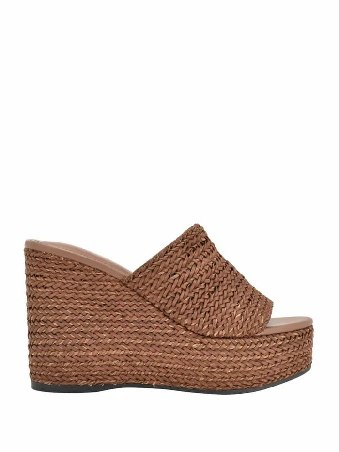Sandals Women GUESS Yenisa Woven Wedged Sandals Medium Brown Sandals Women GUESS Yenisa Woven Wedged Sandals Medium Brown