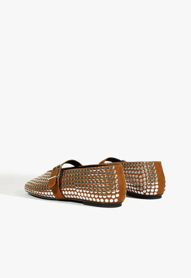 Schutz Shoes Ballerinas Eiza Studs Ballet Flat Dark Caramel 8211 Women