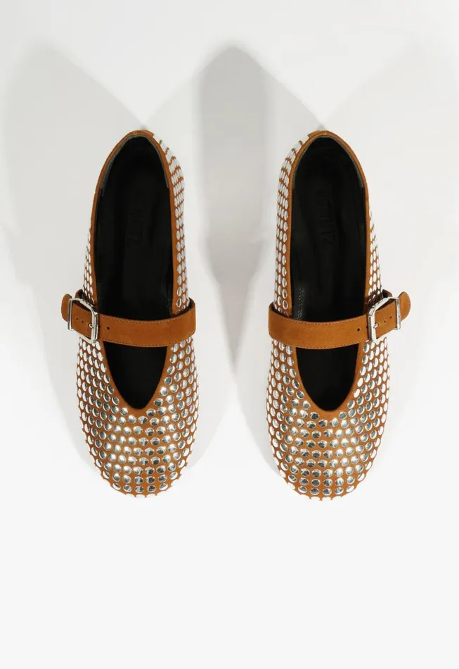 Schutz Shoes Ballerinas Eiza Studs Ballet Flat Dark Caramel 8211 Women