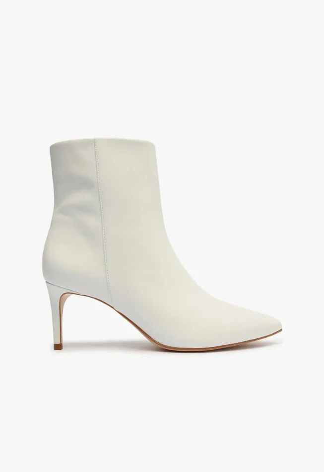 Schutz Shoes Booties Magali Mid Leather Bootie White 8211 Women