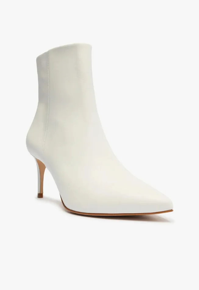 Schutz Shoes Booties Magali Mid Leather Bootie White 8211 Women