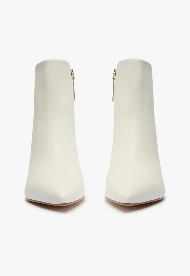 Schutz Shoes Booties Magali Mid Leather Bootie White 8211 Women