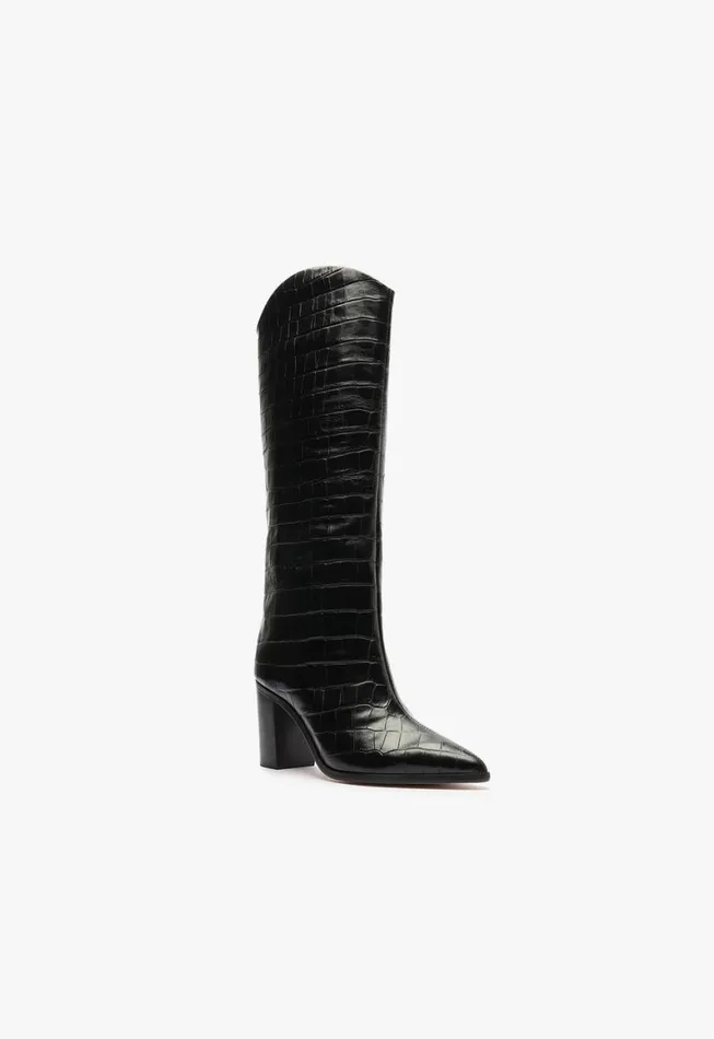 Schutz Shoes Boots Maryana Block Wide Crocodile Boot Black 8211 Women Schutz Shoes Boots Maryana Block Wide Crocodile Boot Black 8211 Women