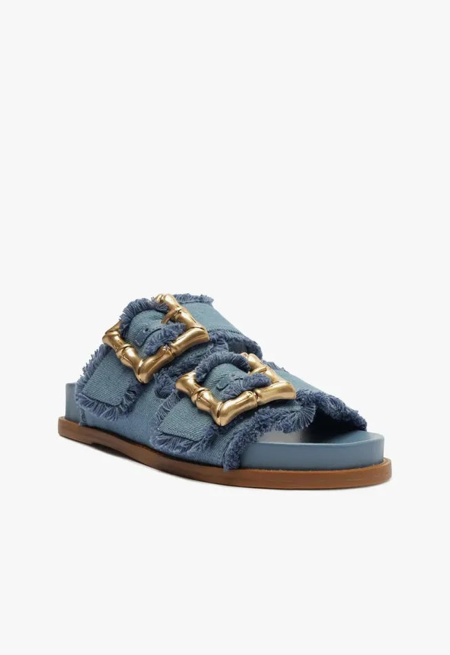 Schutz Shoes Flats Enola Sporty Denim Sandal Summer Jeans 8211 Women