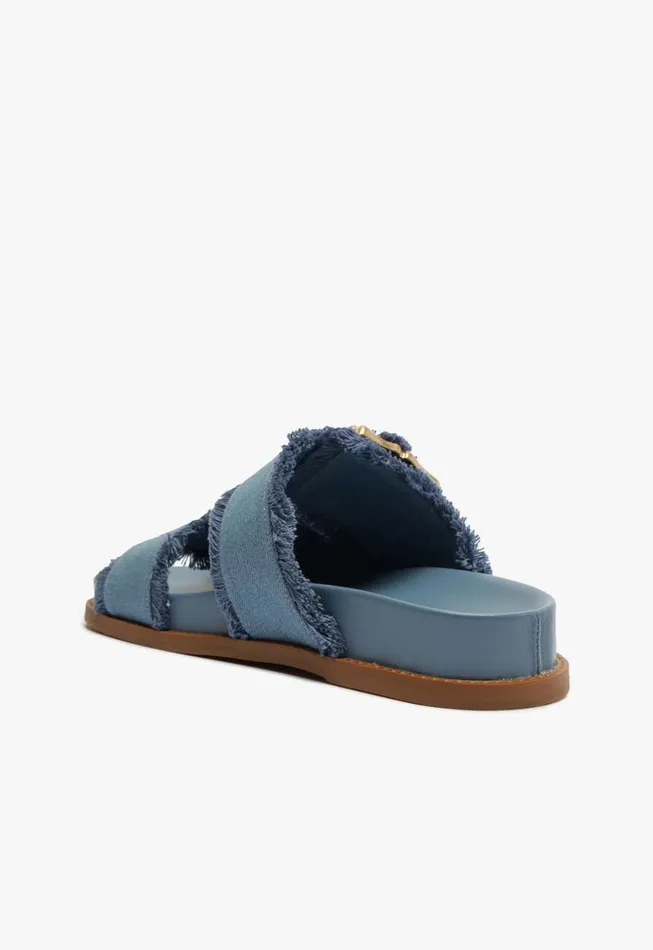 Schutz Shoes Flats Enola Sporty Denim Sandal Summer Jeans 8211 Women